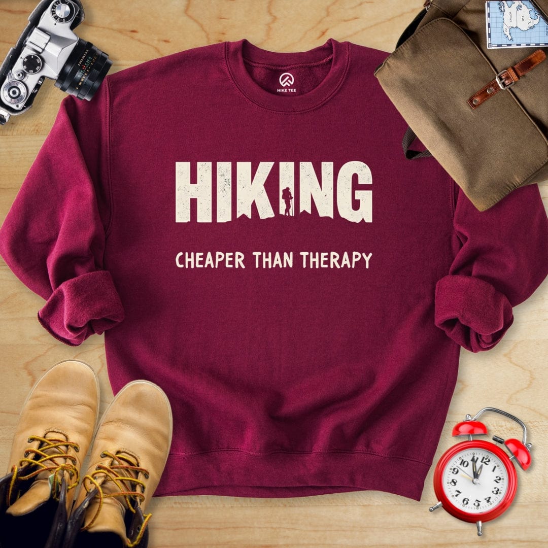 Hike Tee Sweatshirt Maroon / S Hiking Cheaper Therapy Sweatshirt