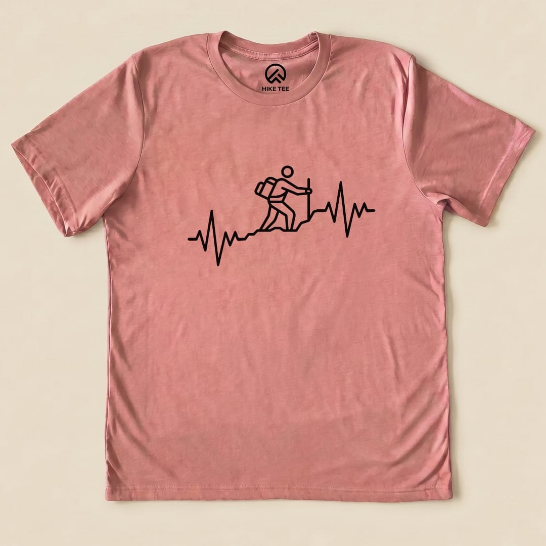 Hiking Heart Rate Shirt Hike Tee T-Shirt Heather Mauve / S