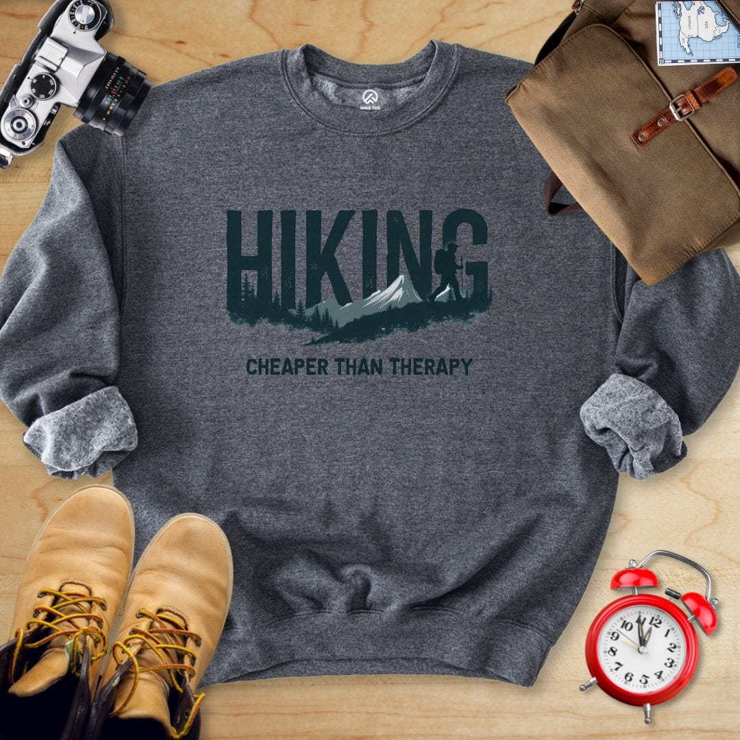 Hike Tee Sweatshirt Dark Heather / S Hiking is Therapy Sweatshirt
