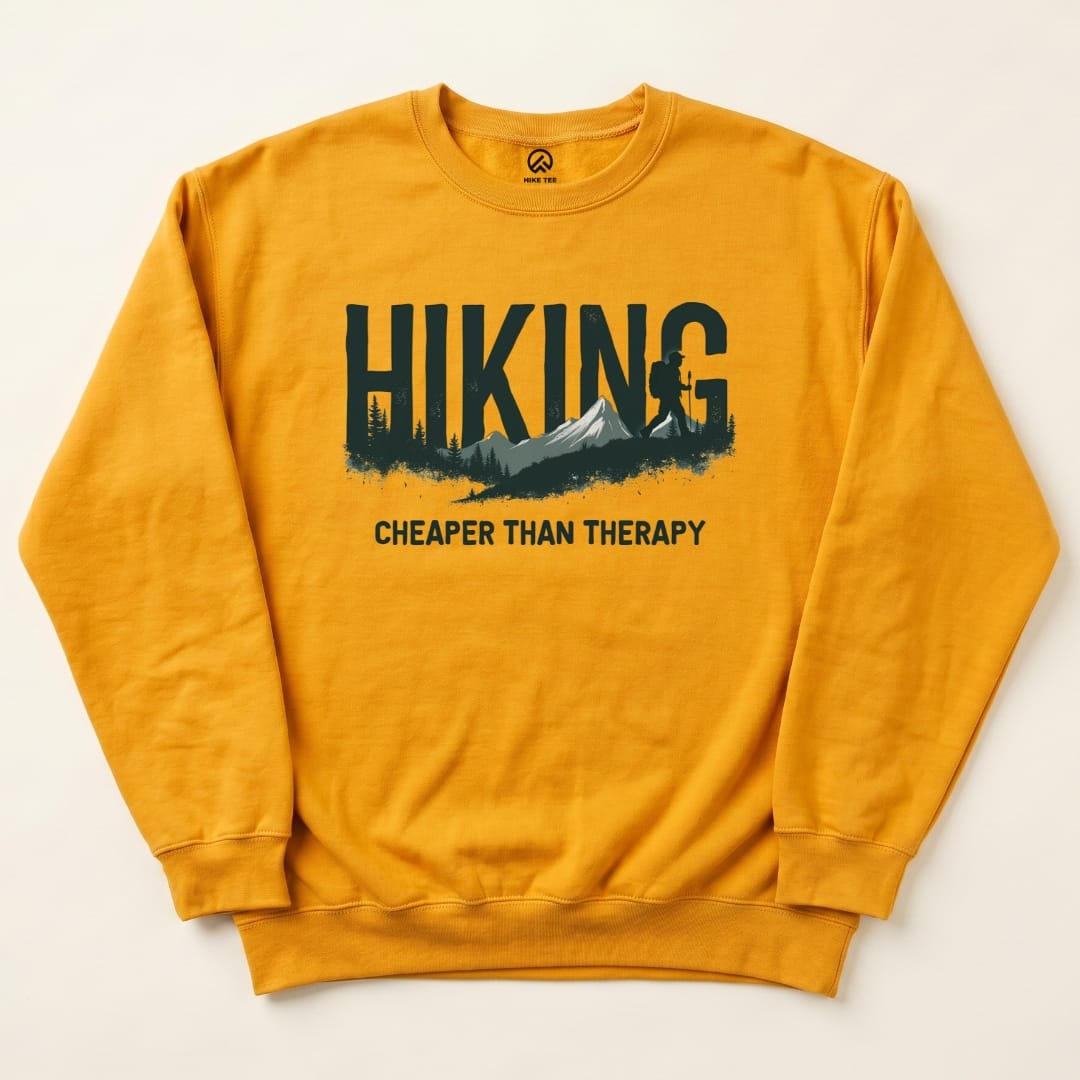 Hiking is Therapy Sweatshirt Hike Tee Sweatshirt Gold / S