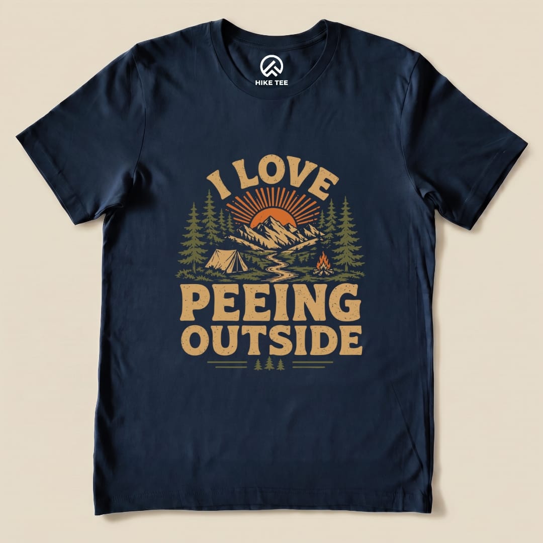 I Like Peeing Outside Shirt Hike Tee T-Shirt Navy / S