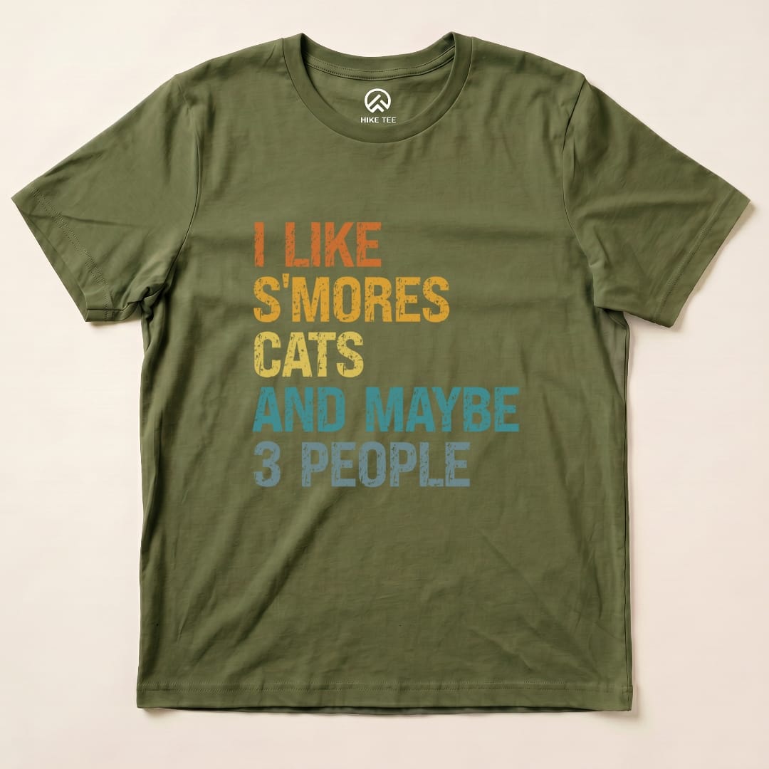 Hike Tee T-Shirt Military Green / S I Like S'mores Cats Shirt
