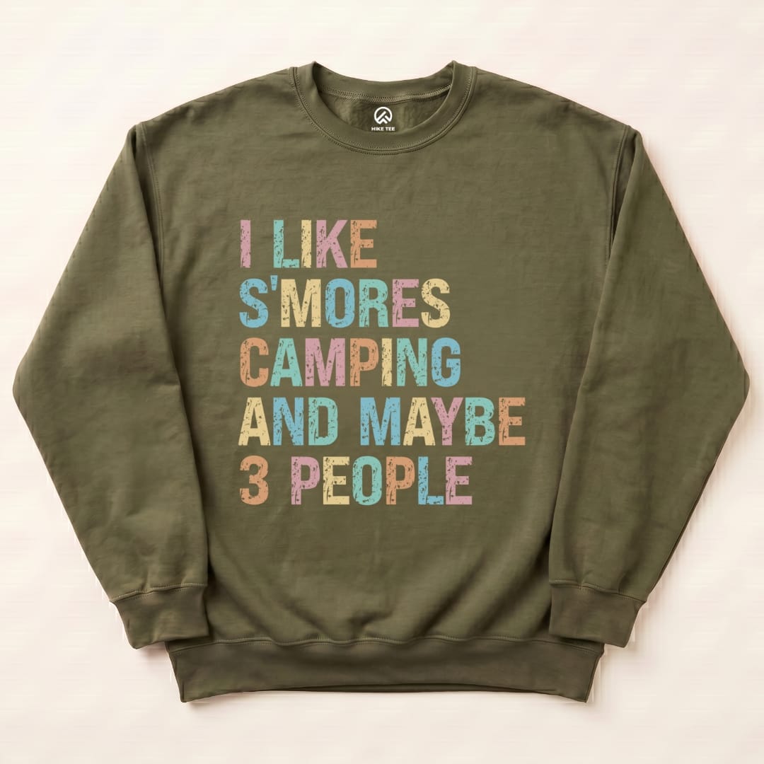 I Like S'mores Sweatshirt Hike Tee Sweatshirt Military Green / S