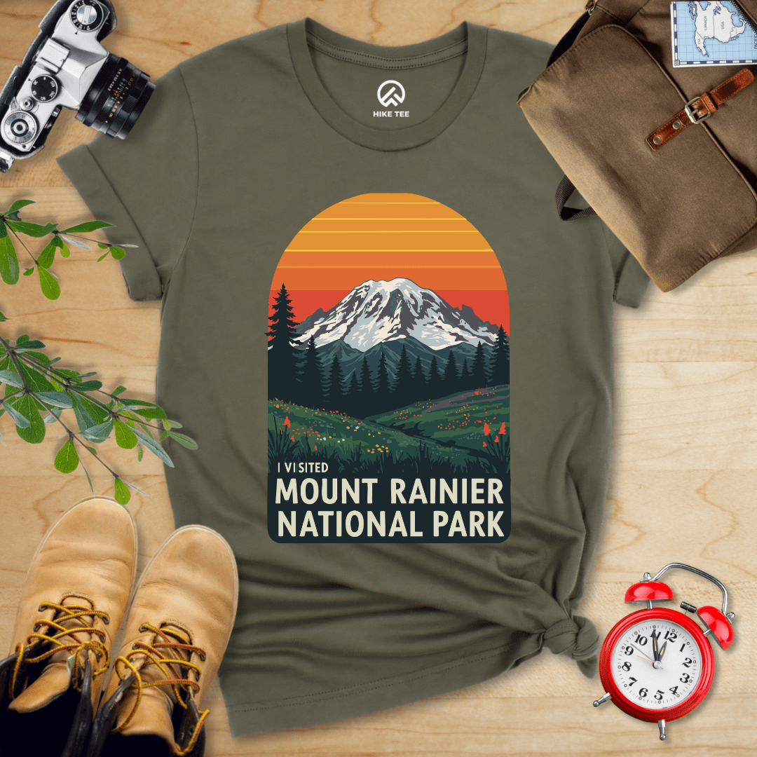 Hike Tee T-Shirt Military Green / S I visited Mount Rainier Shirt