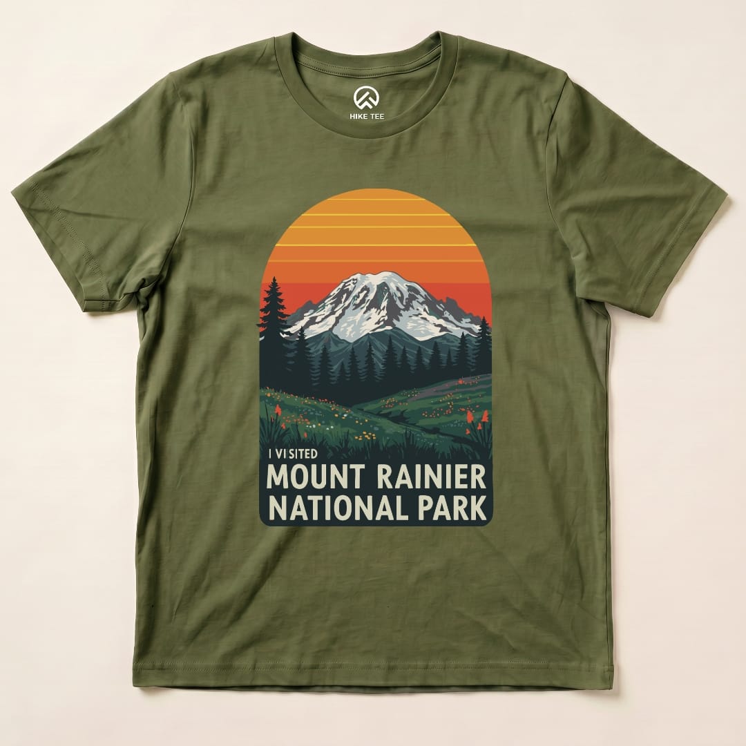 Hike Tee T-Shirt Military Green / S I visited Mount Rainier Shirt