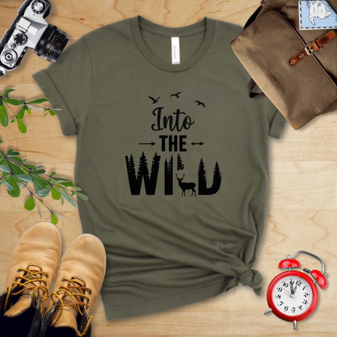 Hike Tee T-Shirt Military Green / S Into The Wild With Deer Shirt