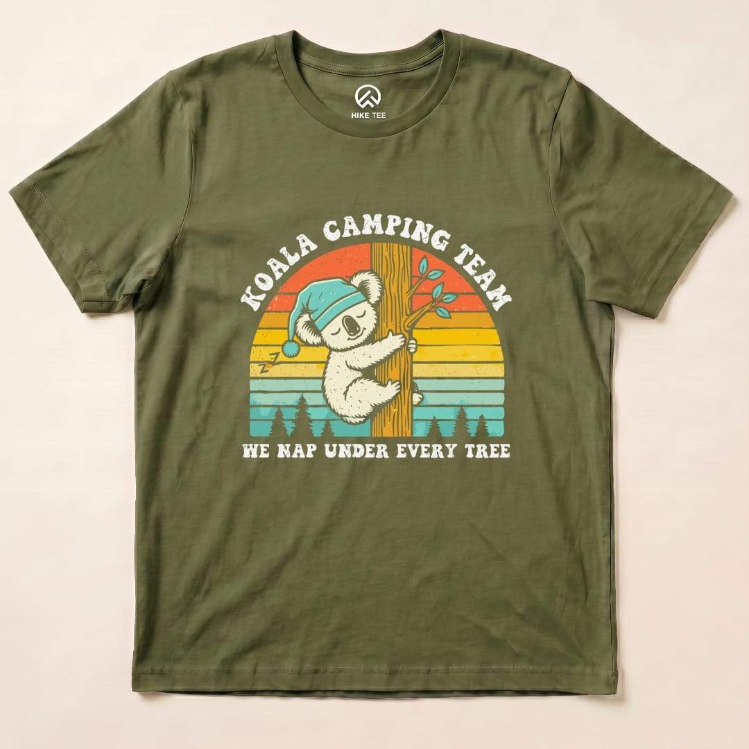Koala Camping Crew Retro Shirt Hike Tee T-Shirt Military Green / S