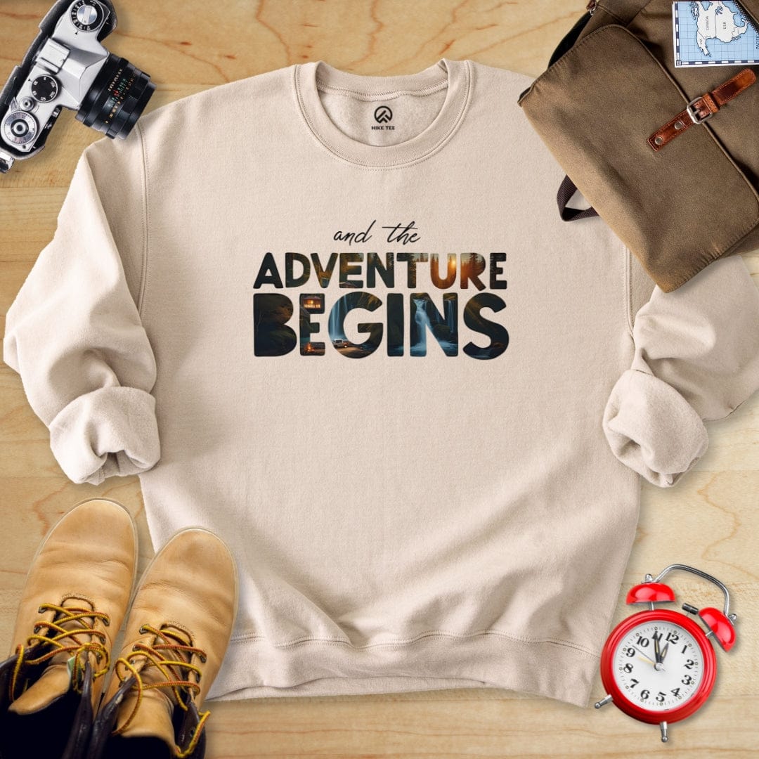 Hike Tee Sweatshirt Sand / S Let's The Adventure Begins Sweatshirt