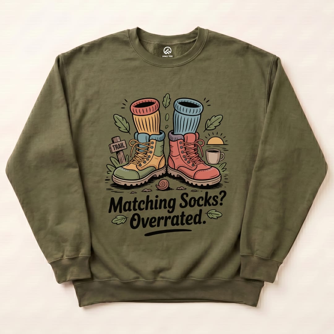 Matching Socks Sweatshirt Hike Tee Sweatshirt Military Green / S