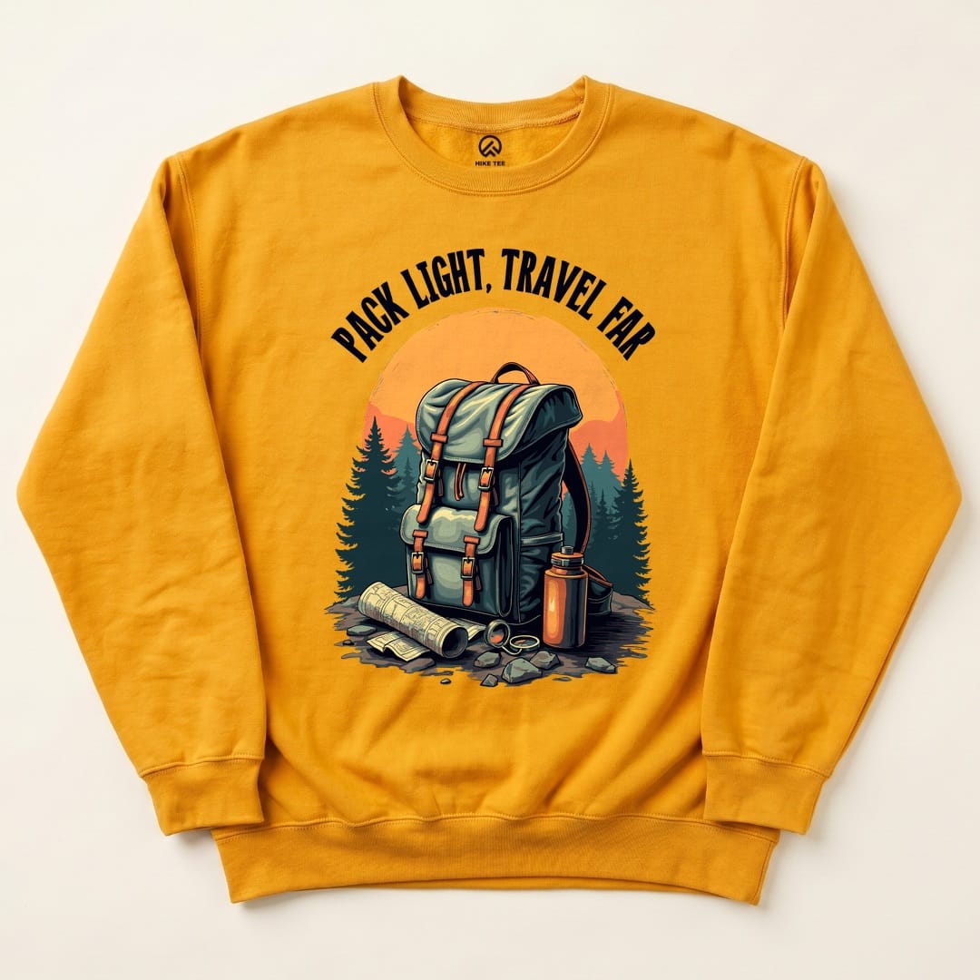 Pack Light, Travel Far Sweatshirt - Gold