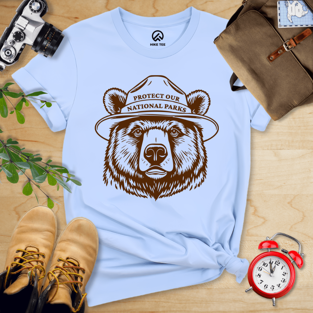 Hike Tee T-Shirt Baby Blue / S Protect Our National Parks Bear Shirt