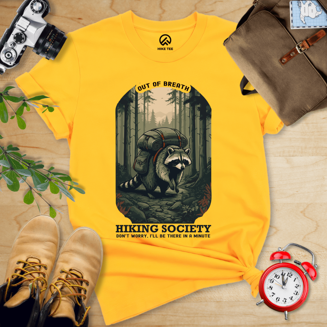 Hike Tee T-Shirt Gold / S Raccoon Out of Breath Shirt