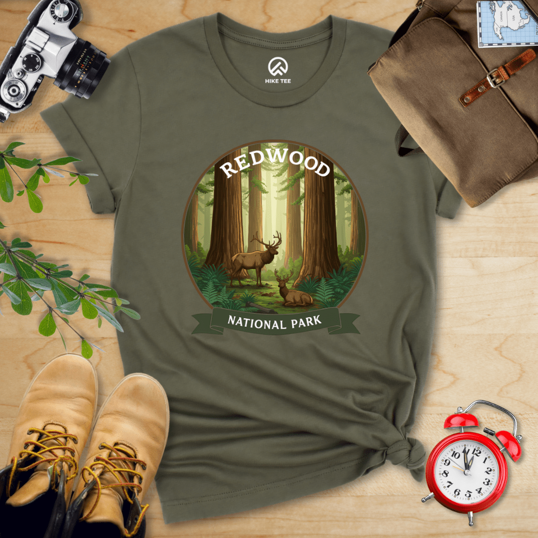 Hike Tee T-Shirt Military Green / S Redwood National Park Elk Shirt