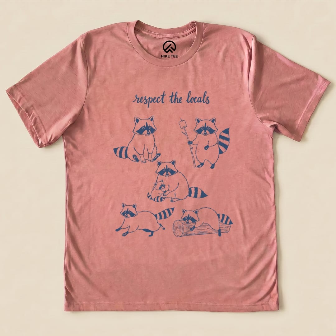 Hike Tee T-Shirt Heather Mauve / S Respect the Raccoons Shirt
