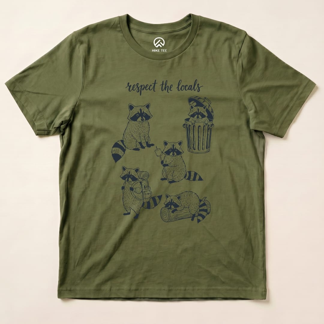 Hike Tee T-Shirt Military Green / S Respect the Raccoons