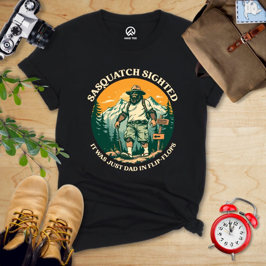 Hike Tee T-Shirt Black / S Sasquatch in Flip Flops Shirt