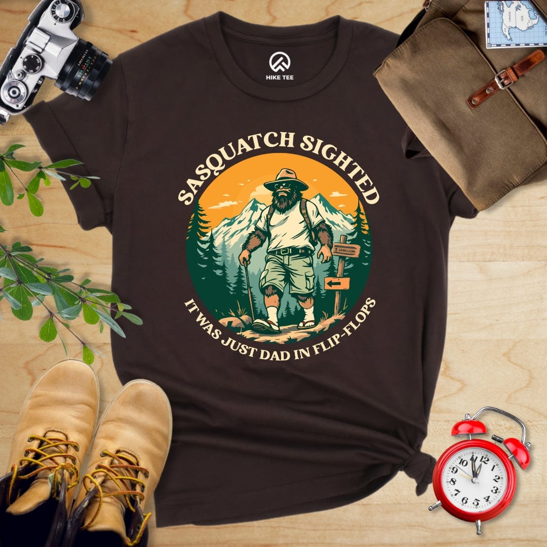 Hike Tee T-Shirt Brown / S Sasquatch in Flip Flops Shirt