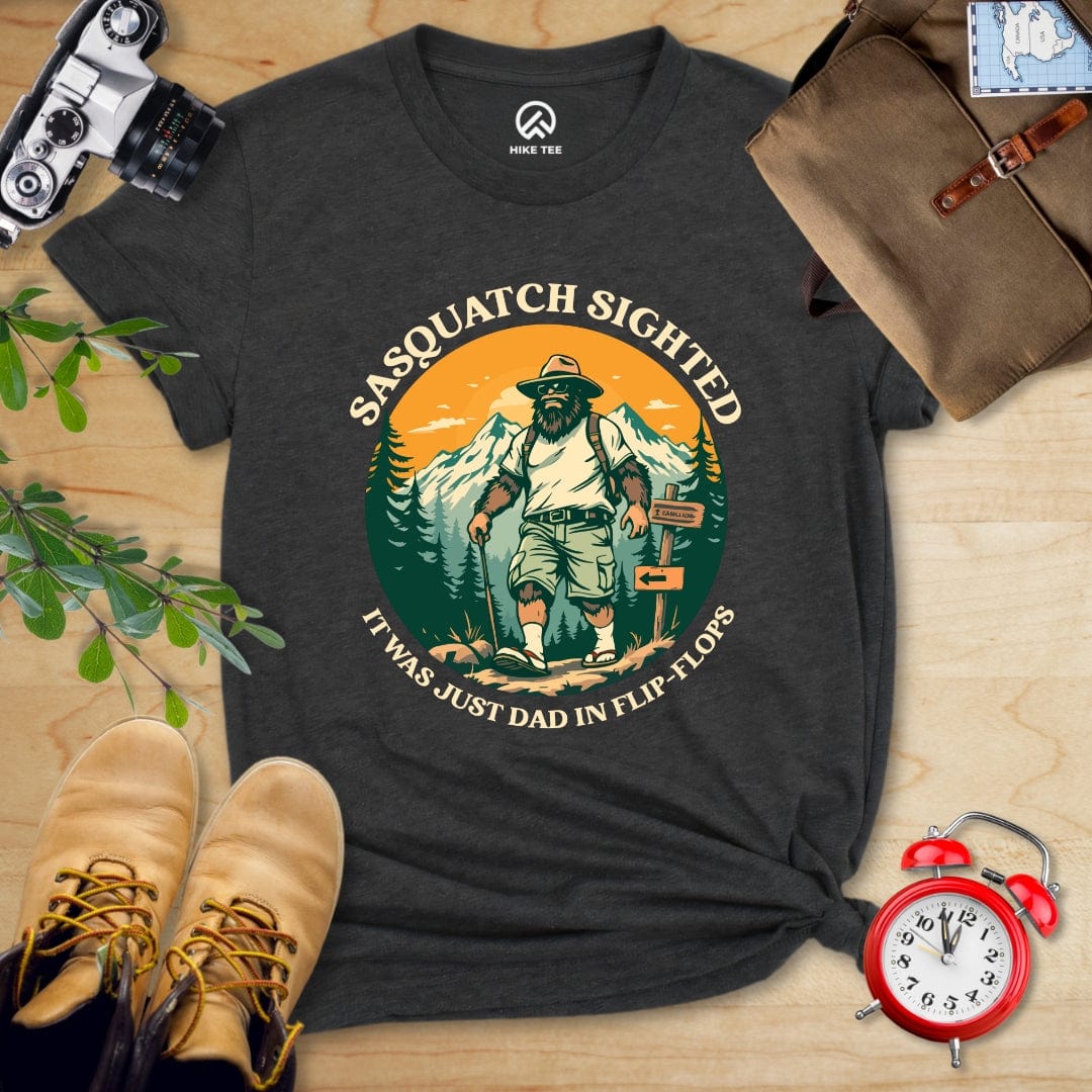 Hike Tee T-Shirt Dark Grey Heather / S Sasquatch in Flip Flops Shirt