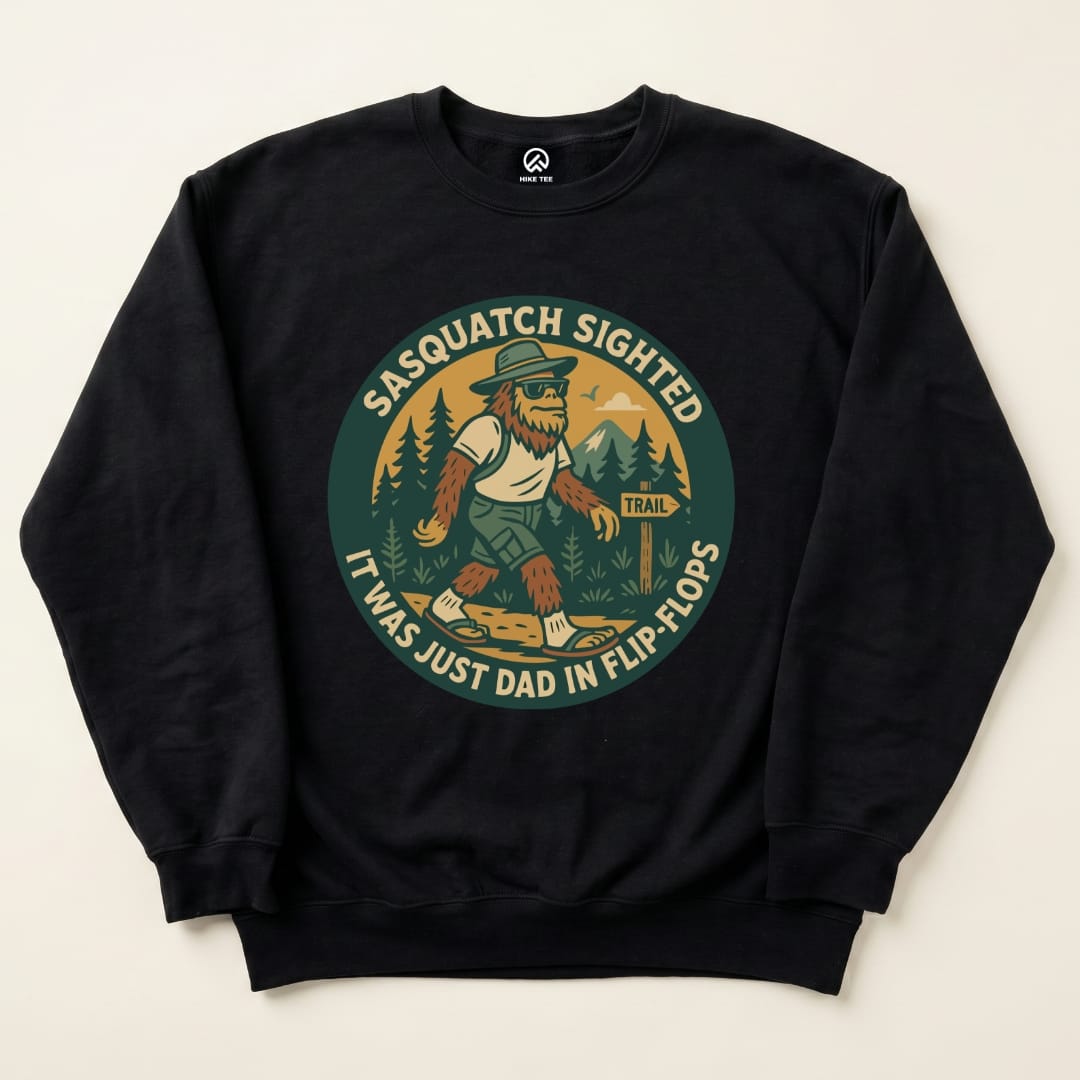 Sasquatch Sighted Sweatshirt Hike Tee Sweatshirt Black / S