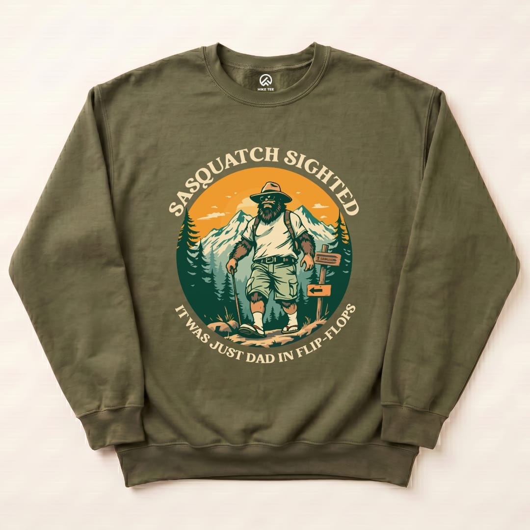 Sasquatch Sweatshirt Hike Tee Sweatshirt Military Green / S