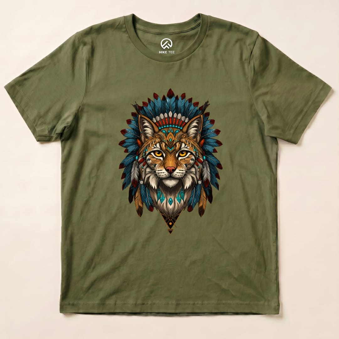 Shamanic Wildcat Shirt Hike Tee T-Shirt Military Green / S