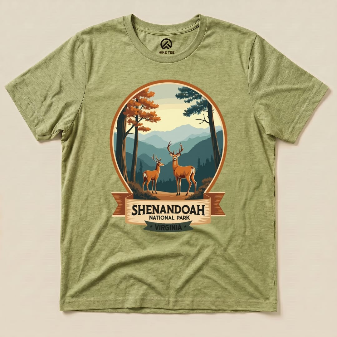 Shenandoah National Park Shirt Hike Tee T-Shirt Heather Green / S