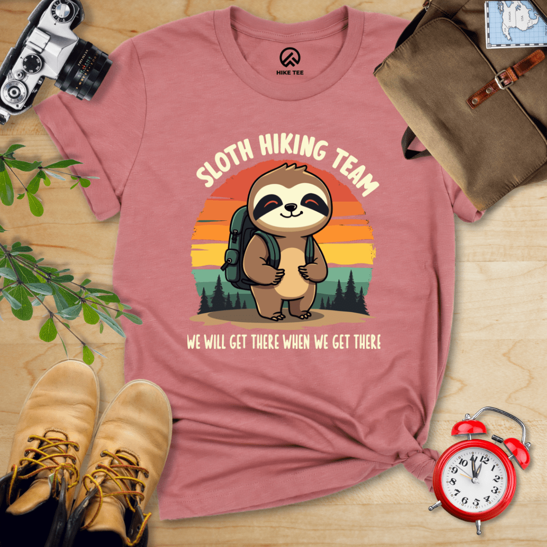 Hike Tee T-Shirt Heather Mauve / S Sloth Hiking team Shirt
