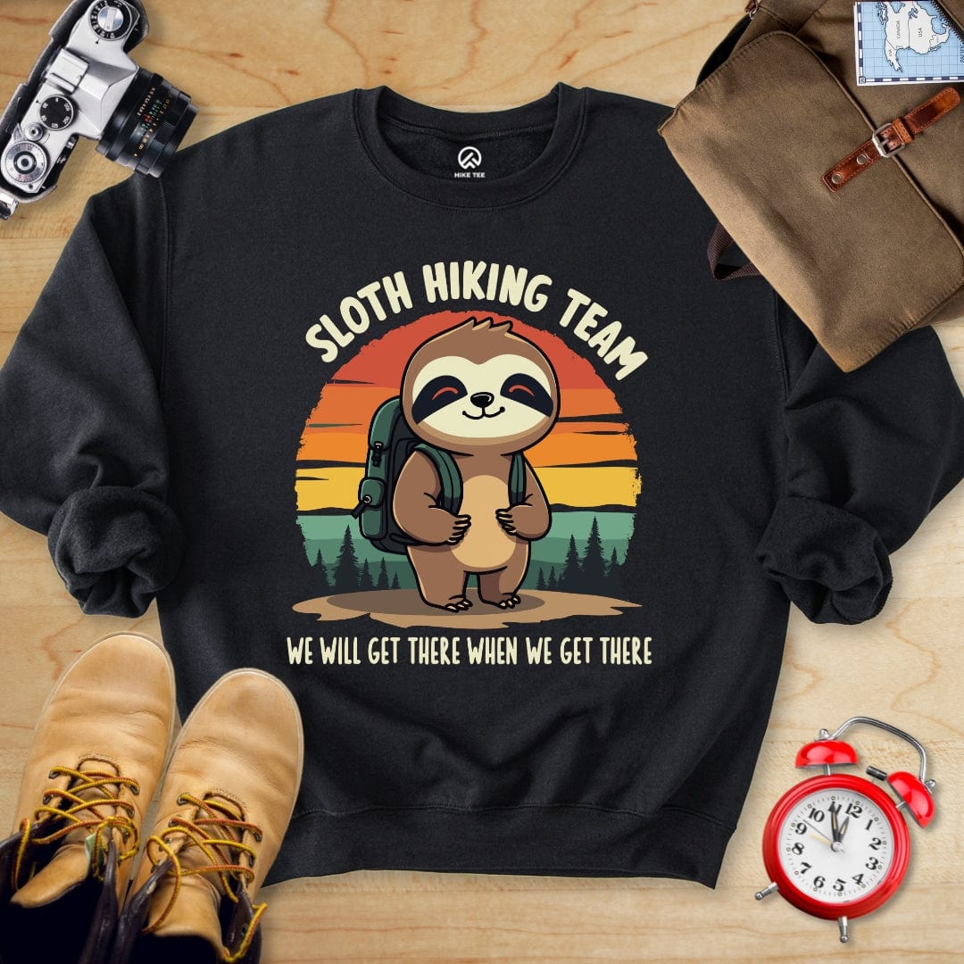 Printify Sweatshirt Black / S Sloth Hiking Team Sweatshirt