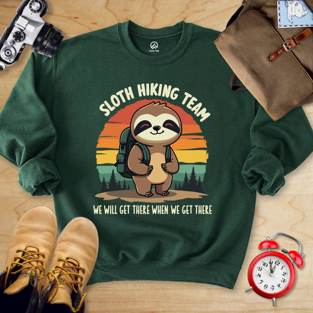 Printify Sweatshirt Forest / S Sloth Hiking Team Sweatshirt
