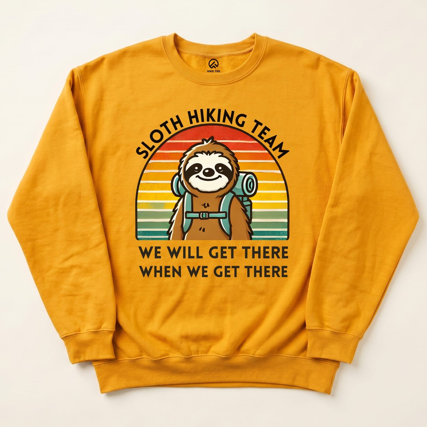 Sloth hiking team Sweatshirt Hike Tee Sweatshirt Gold / S