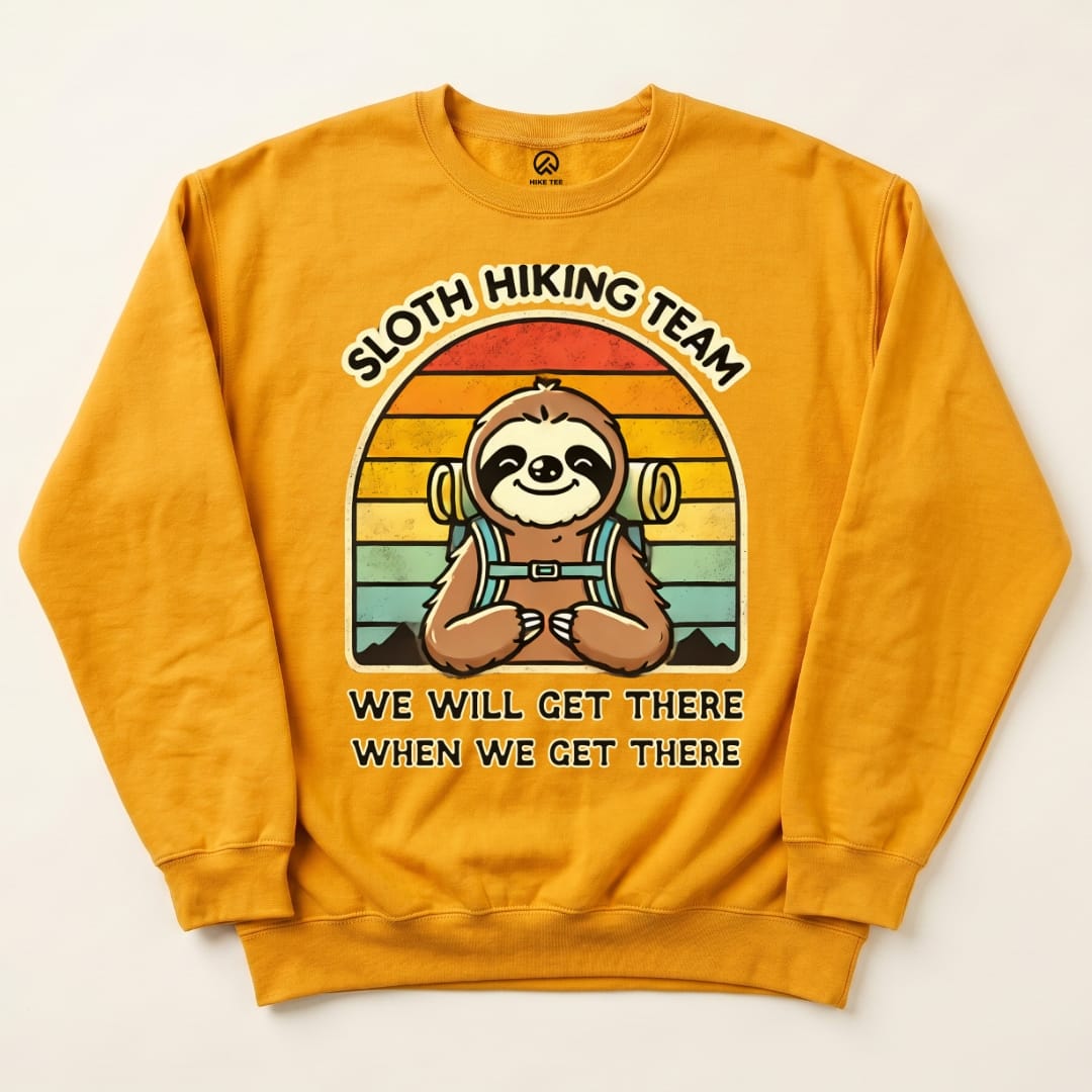 SLOTH Hiking Team Sweatshirt Hike Tee Sweatshirt Gold / S