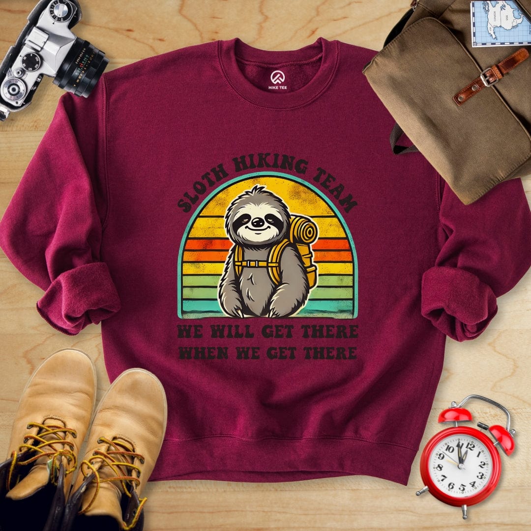 Hike Tee Sweatshirt Maroon / S Sloth Hiking team Sweatshirt