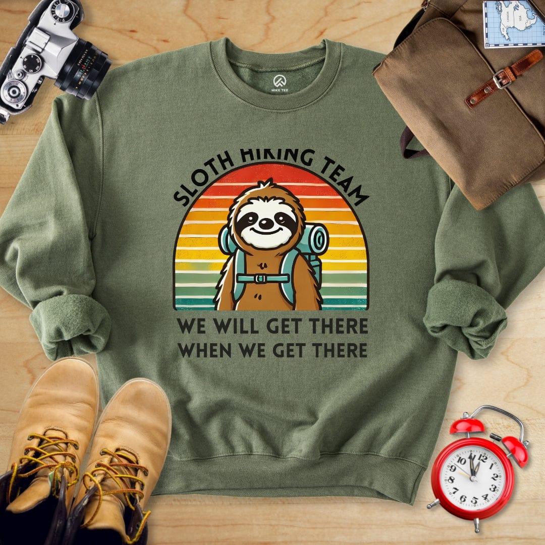 Hike Tee Sweatshirt Military Green / S Sloth hiking team Sweatshirt