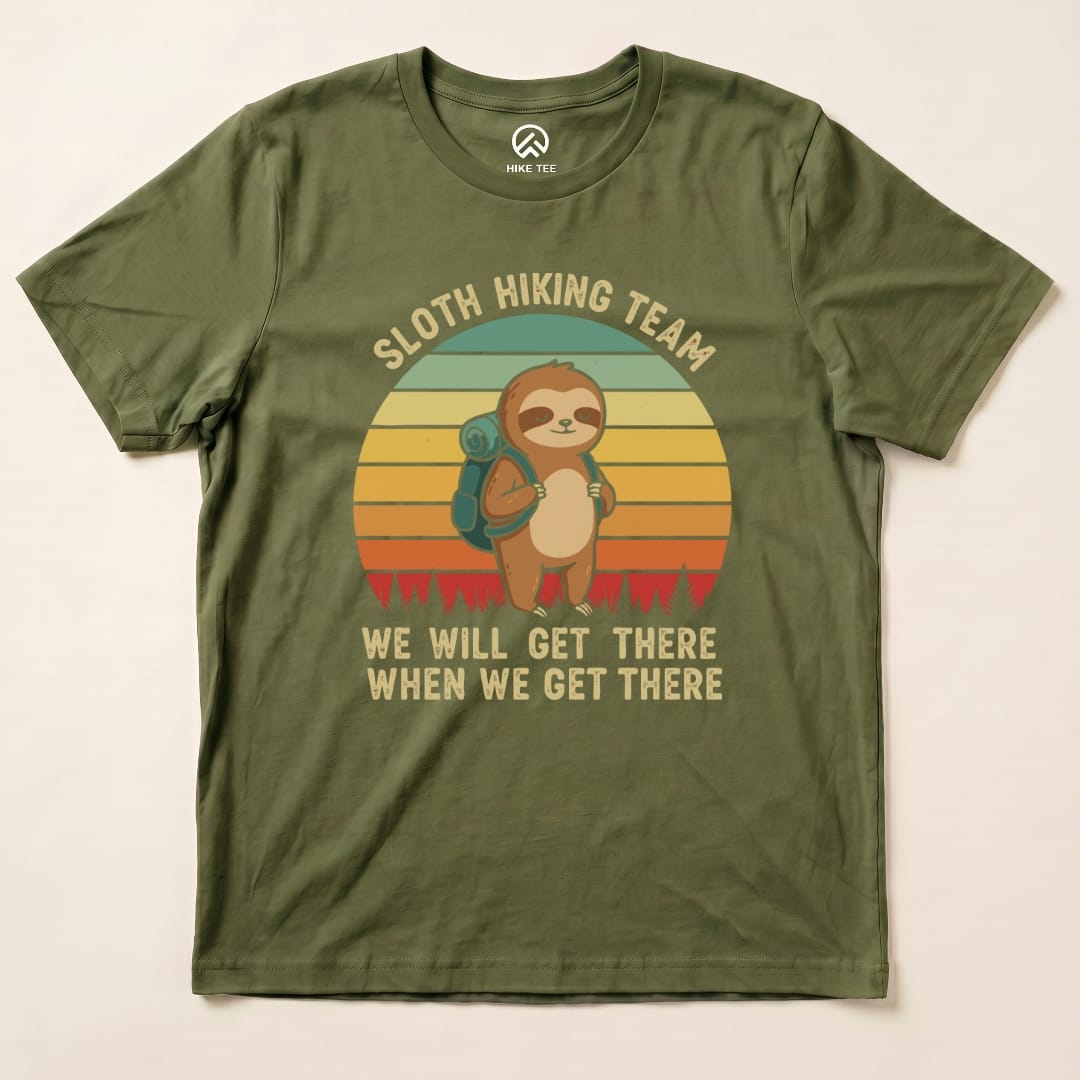 Hike Tee T-Shirt Military Green / S Sloth Hiking Team We Will Get There Shirt