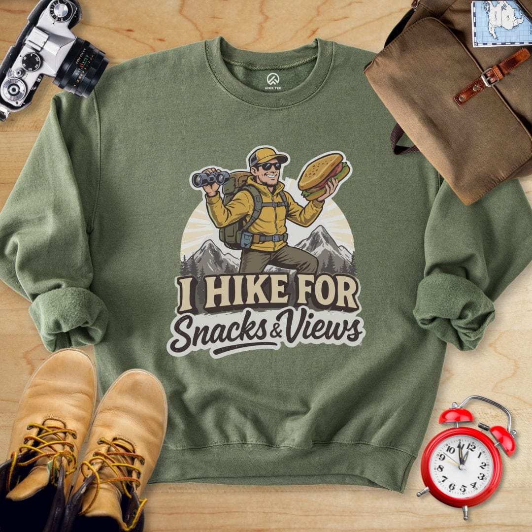 Hike Tee Sweatshirt S / Military Green Snack and Views Sweatshirt
