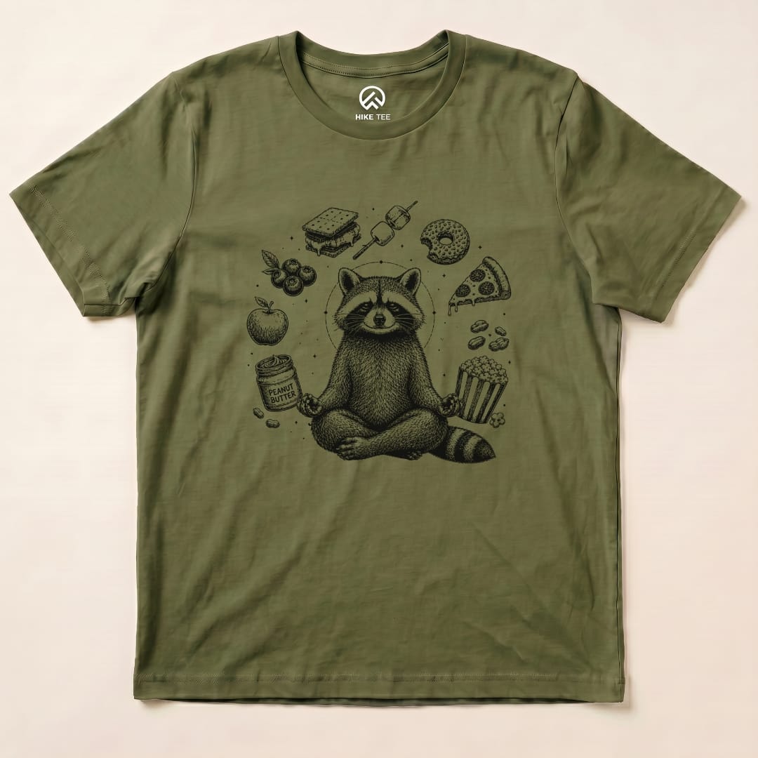 Spiritual Raccoon Shirt Hike Tee T-Shirt Military Green / S