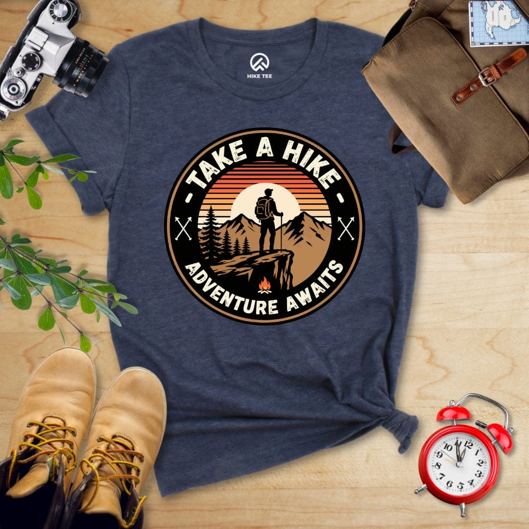 Hike Tee T-Shirt Heather Navy / S Take a Hike Retro Shirt