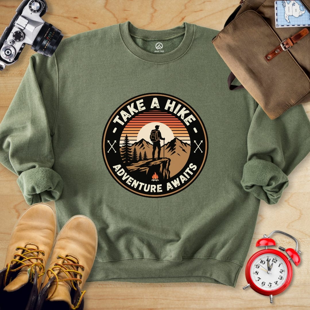 Hike Tee Sweatshirt Military Green / S Take a Hike Retro Sweatshirt