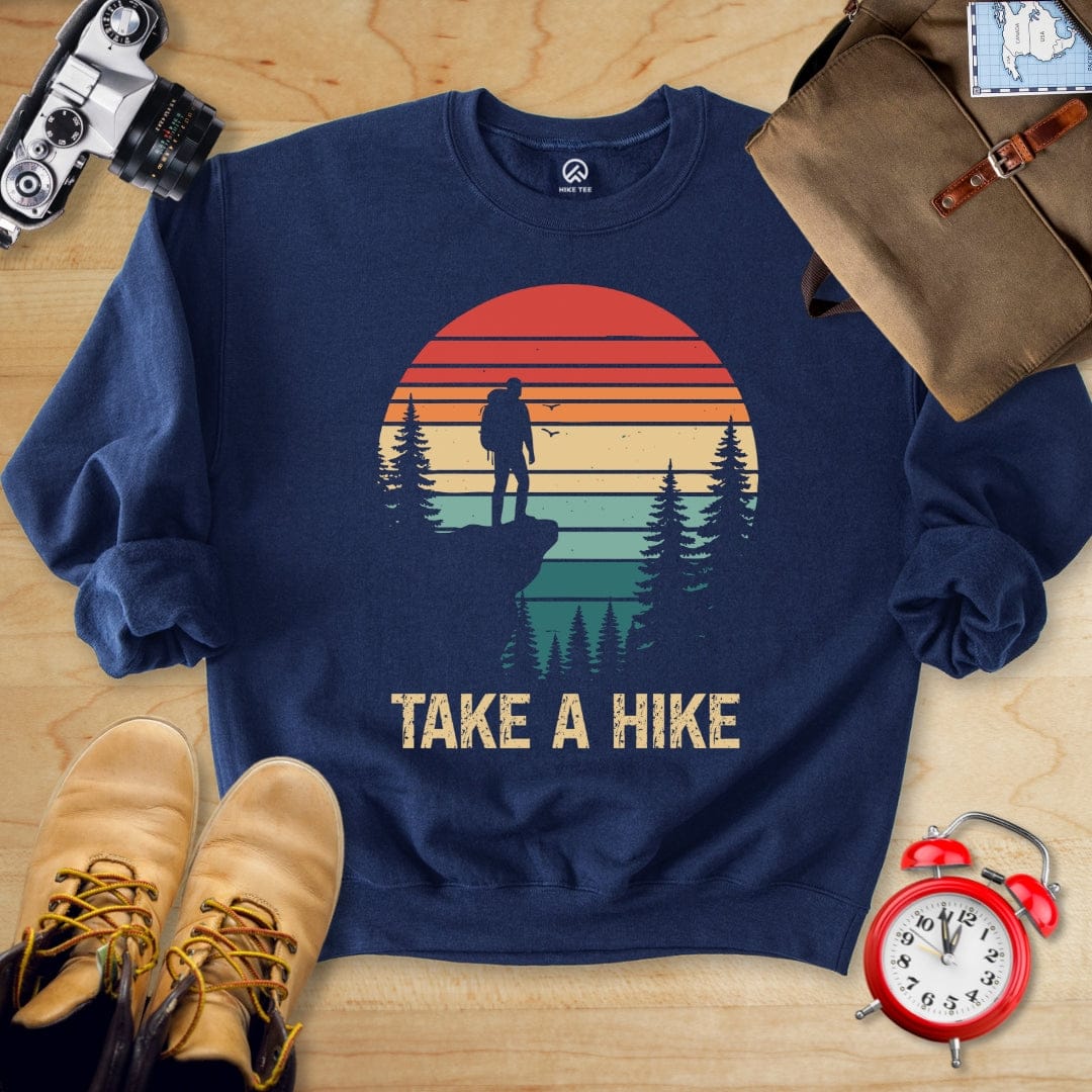 Hike Tee Sweatshirt Navy / S Take a Hike Retro Sweatshirt