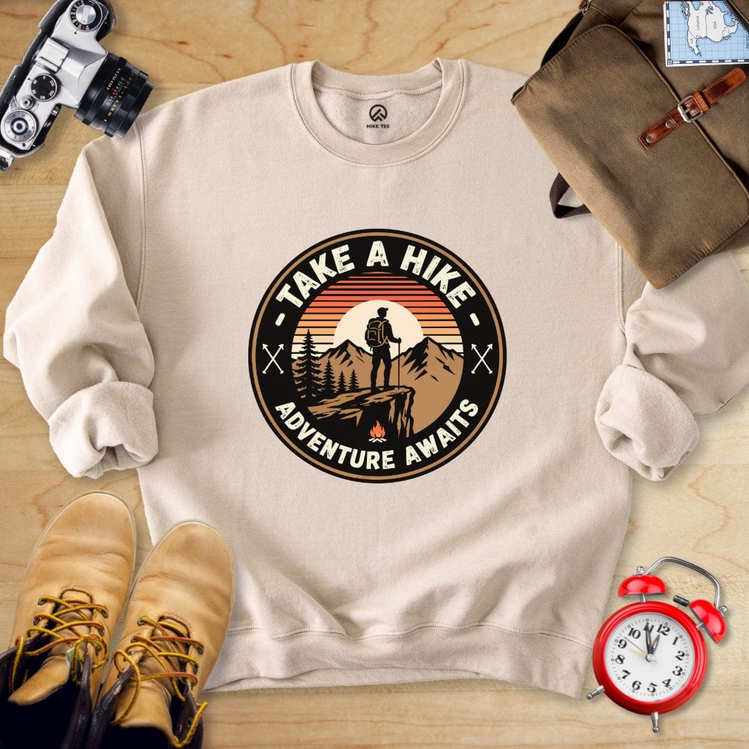 Hike Tee Sweatshirt Sand / S Take a Hike Retro Sweatshirt
