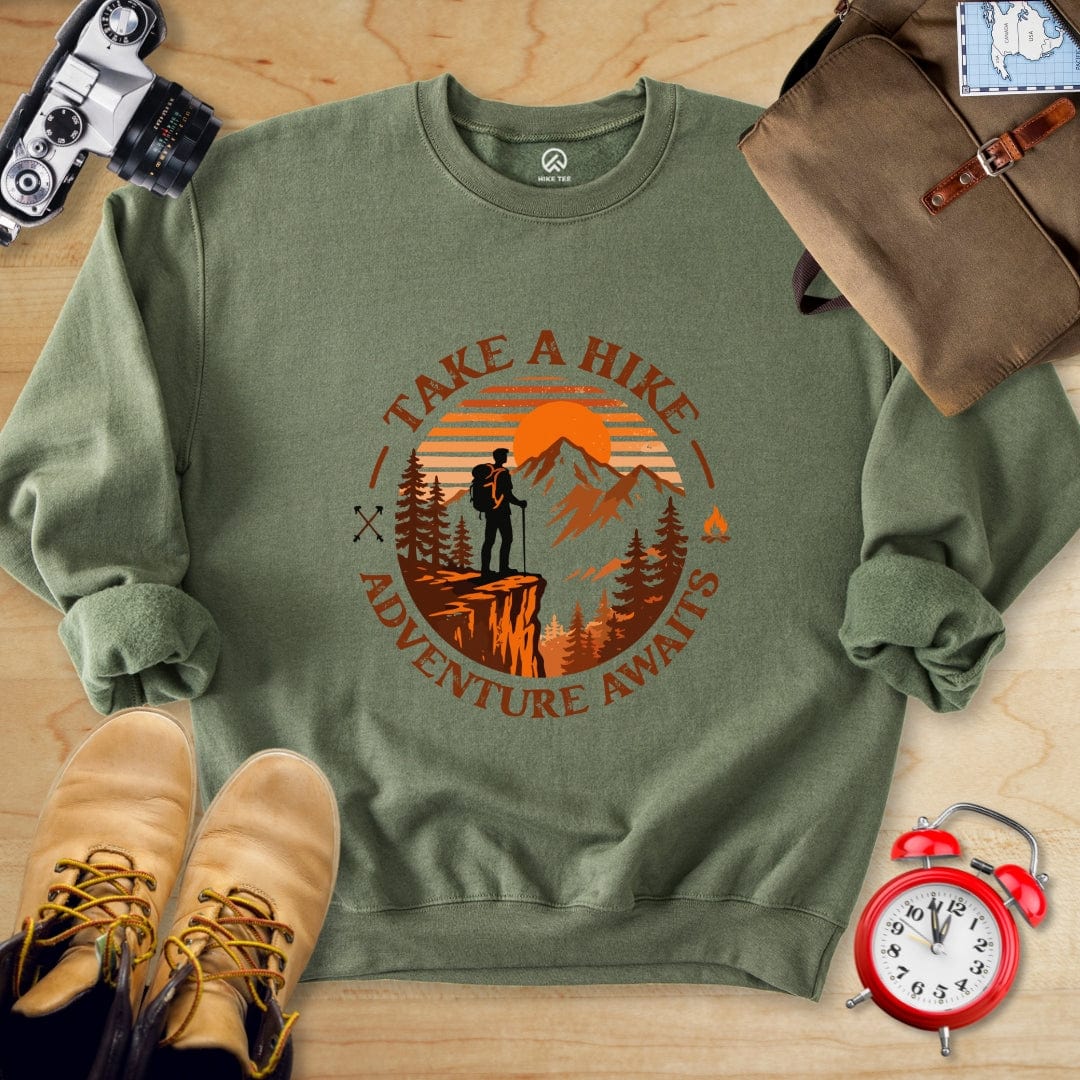 Hike Tee Sweatshirt S / Military Green Take a Hike Sunset Sweatshirt