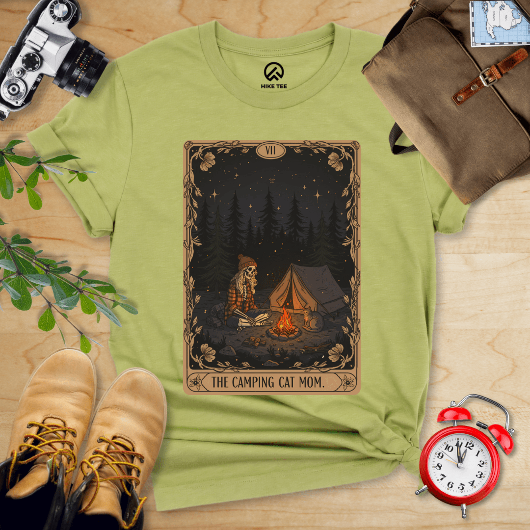 Hike Tee T-Shirt Heather Green / S The Camping Cat Mom Shirt
