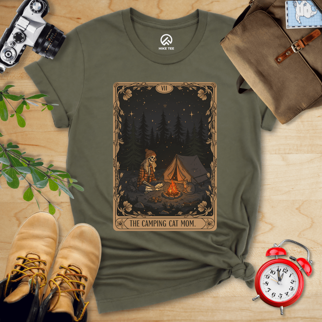 Hike Tee T-Shirt Military Green / S The Camping Cat Mom Shirt