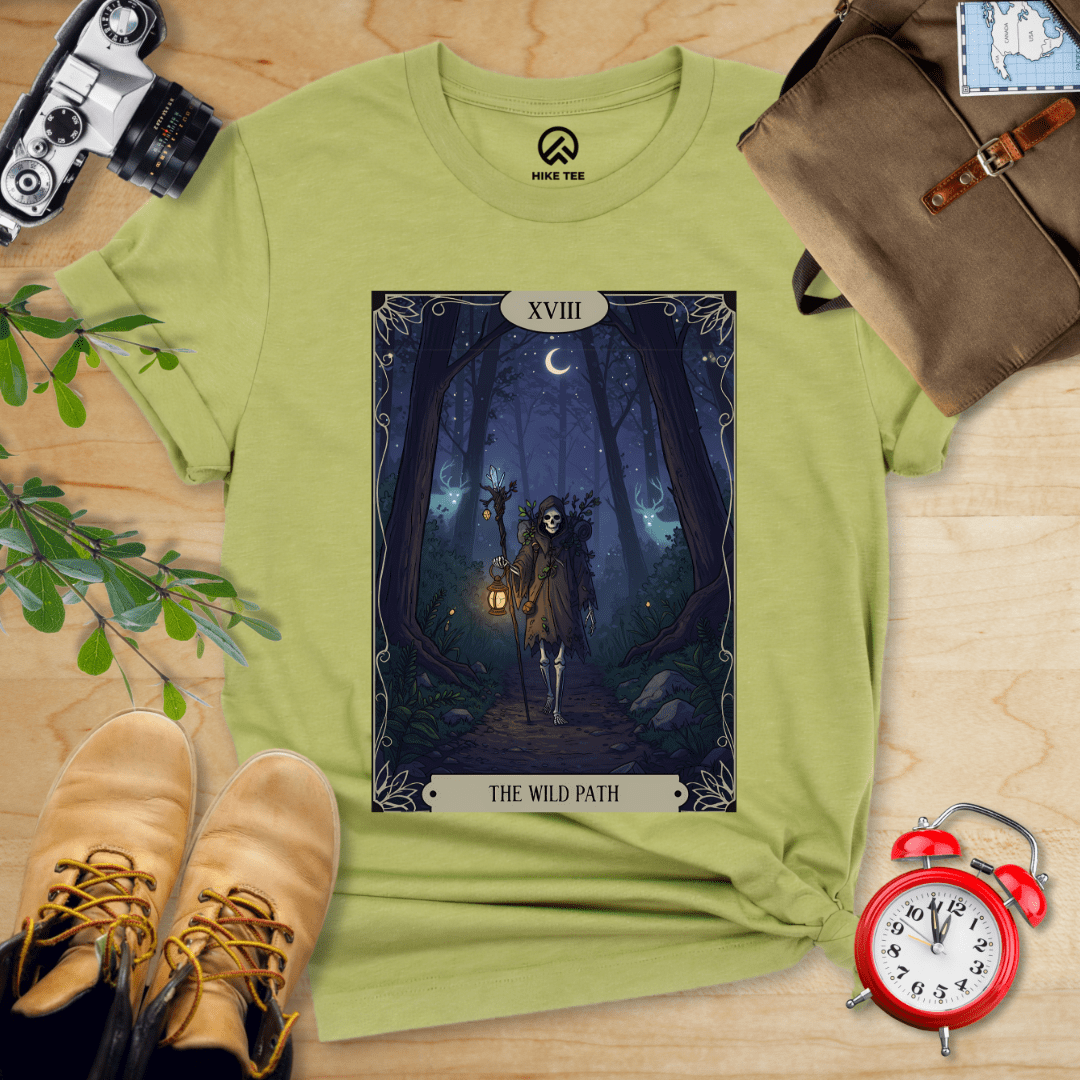 Hike Tee T-Shirt Heather Green / S The Wild Path Tarrot Card Shiirt
