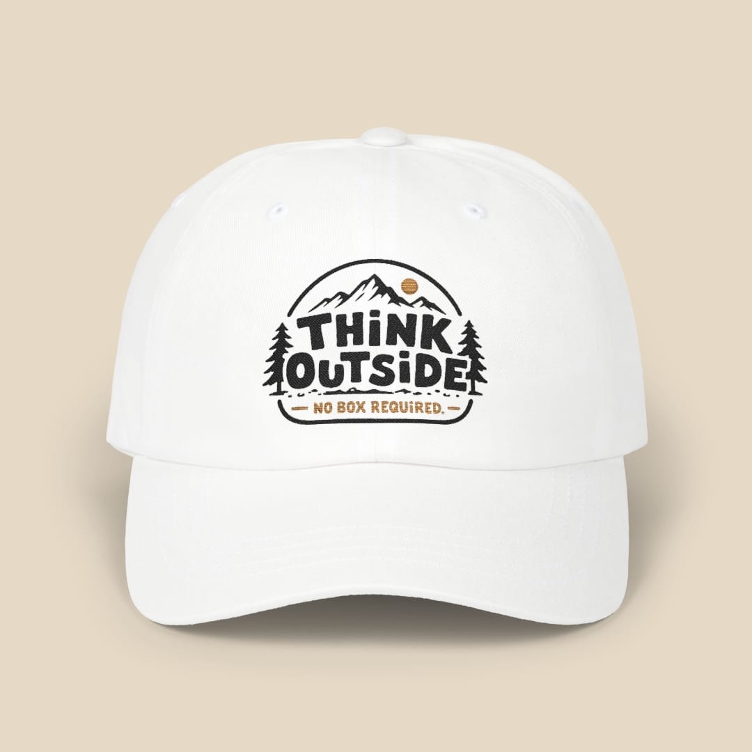 Think Outside No Box Cap Hike Tee Hats White
