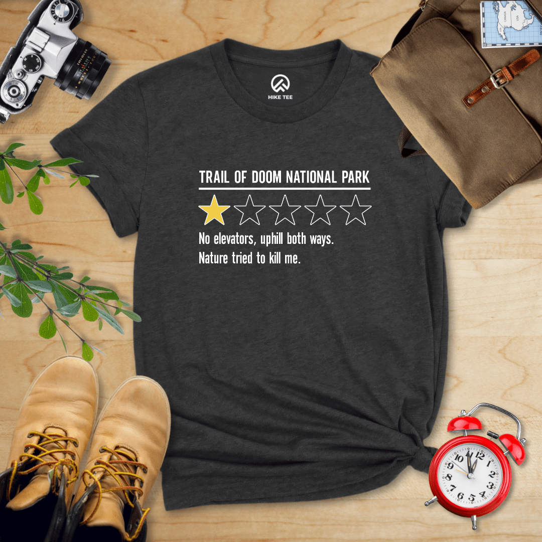 Hike Tee T-Shirt Dark Grey Heather / S Trail of Doom Review Shirt