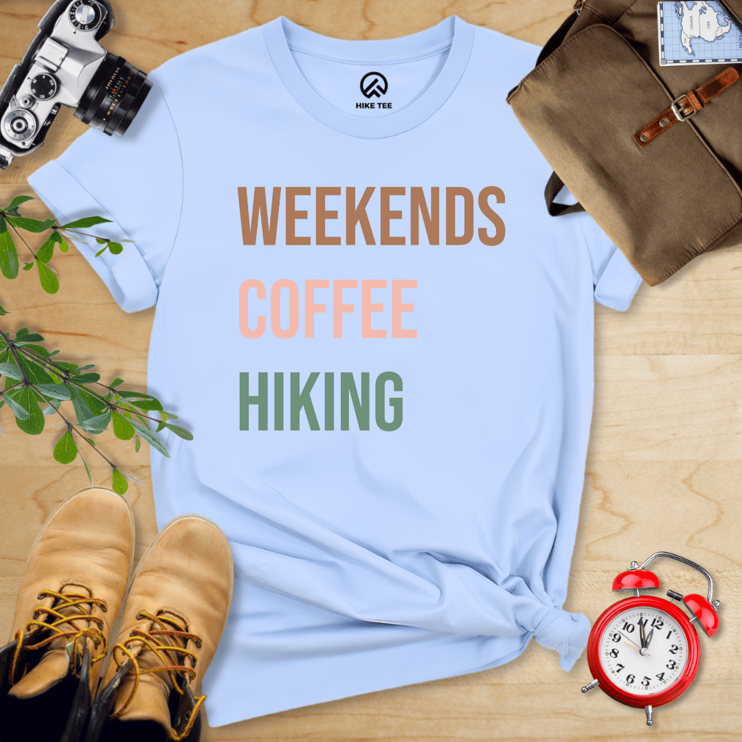 Hike Tee T-Shirt Baby Blue / S Weekends Coffee Camping Shirt