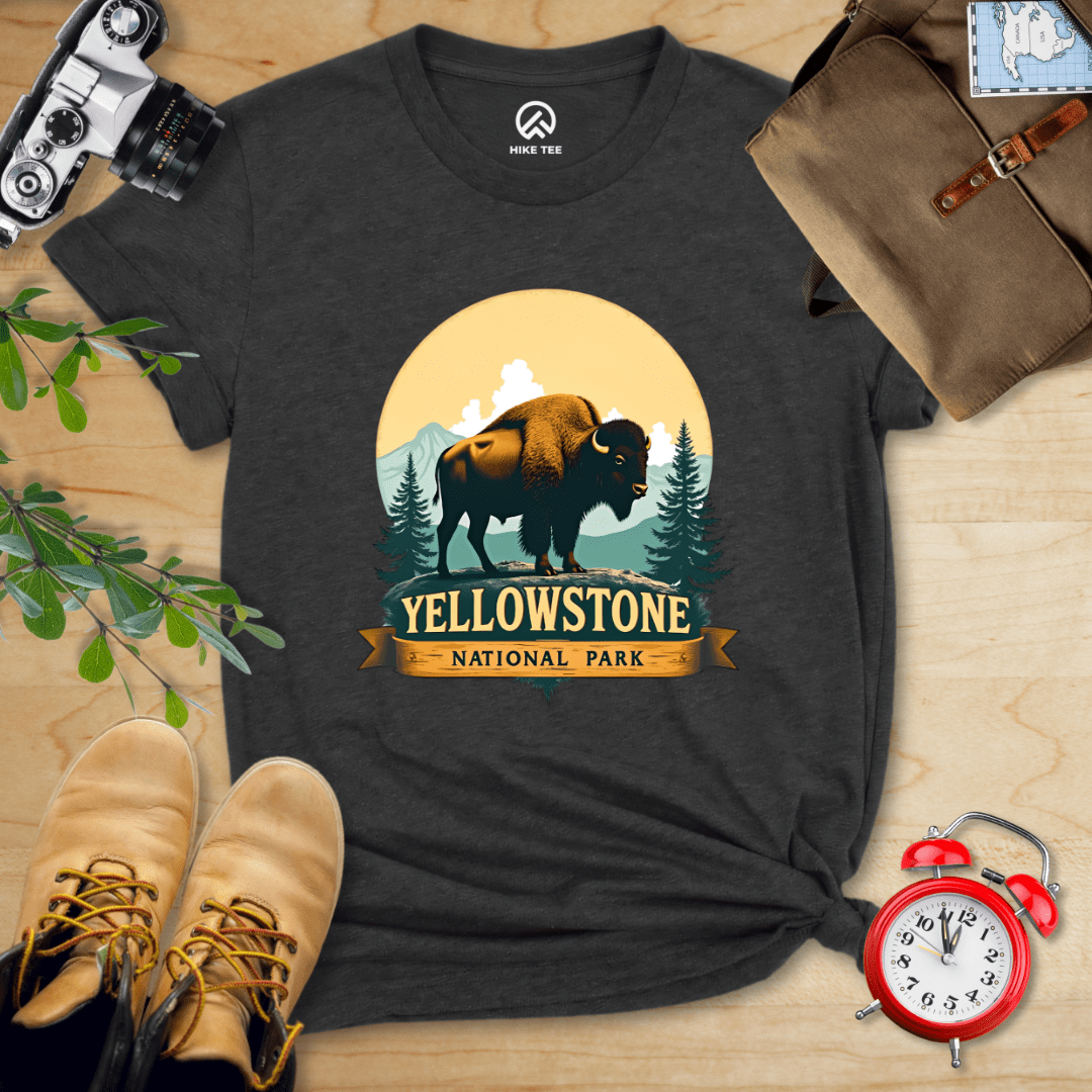 Hike Tee T-Shirt Dark Grey Heather / S Yellowstone Bison Shirt