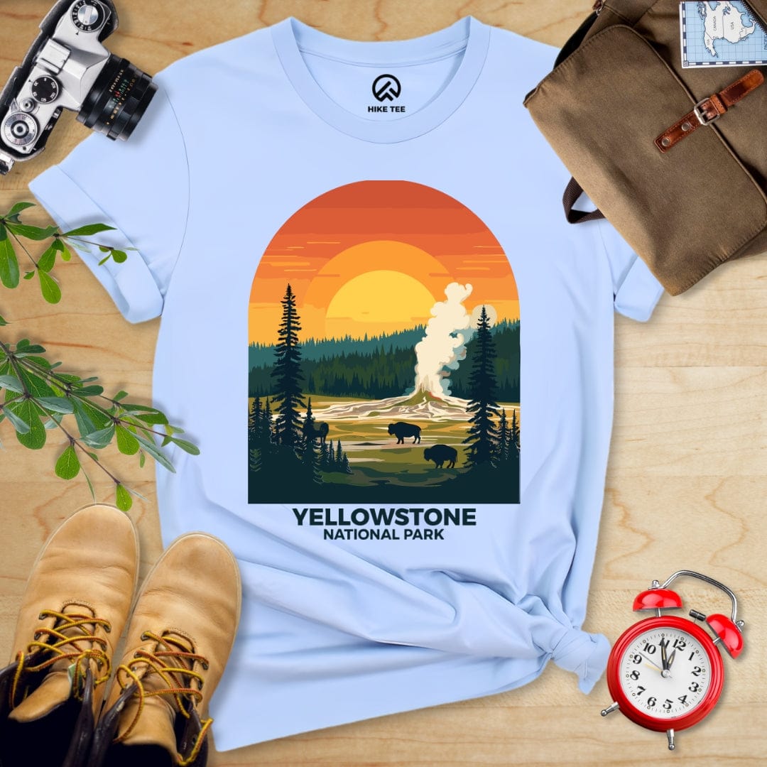 Hike Tee T-Shirt Baby Blue / S Yellowstone National Park Shirt