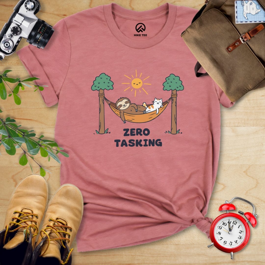 Hike Tee T-Shirt Heather Mauve / S Zero Tasking Sloth On Hammock Shirt